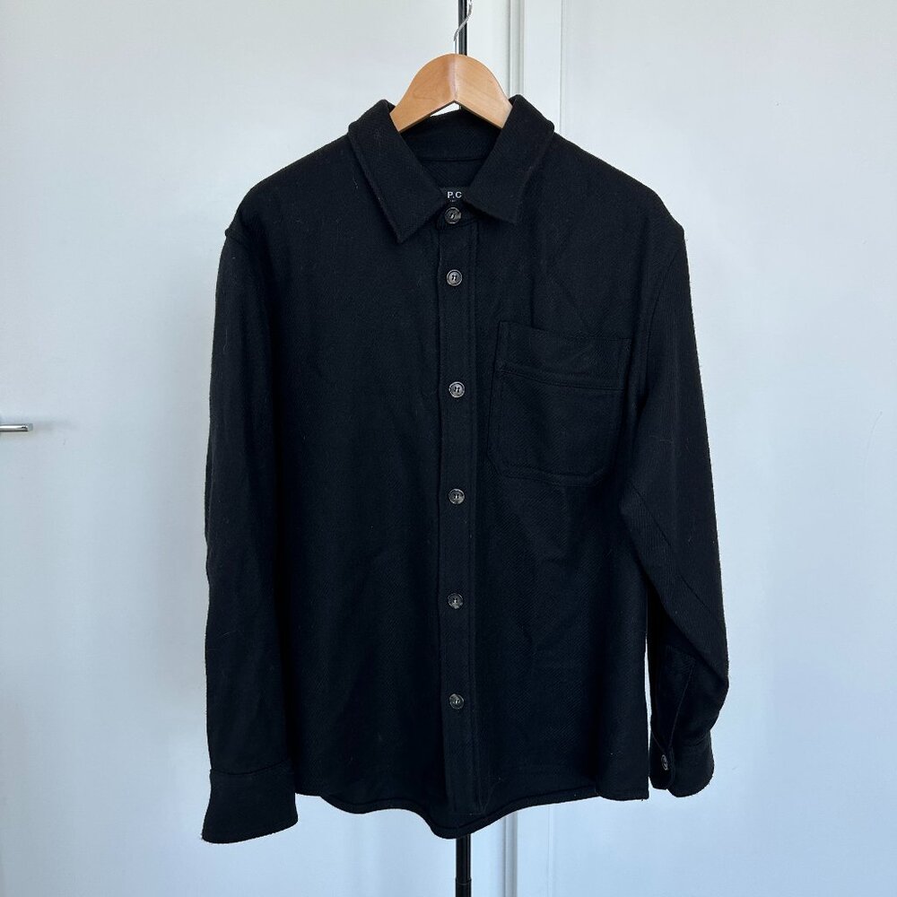 A.P.C. wool-blend button up shirt jacket (shacket) - black, large